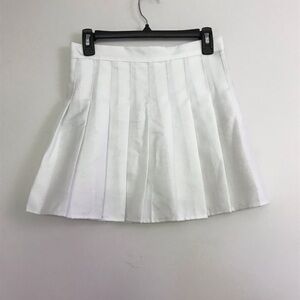 Womens Sz S White Pleated Mini Skirt Plain Preppy Tennis Style High Waisted